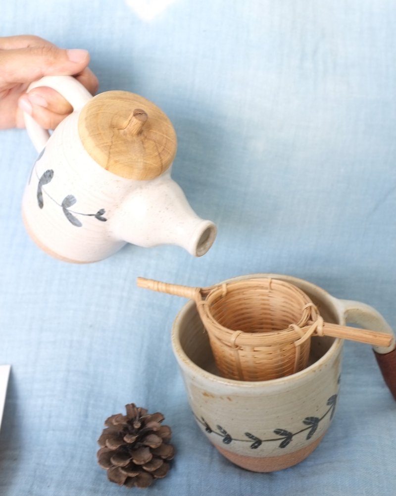 竹茶ストレーナー/ティーフィルター - 手作り - マグカップ - 竹製 ブラウン