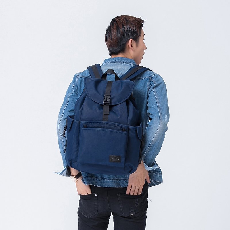 The Dude Brand Hong Kong after a couple backpack leisure backpack water repellent Mad - dark blue - กระเป๋าเป้สะพายหลัง - วัสดุอื่นๆ สีน้ำเงิน