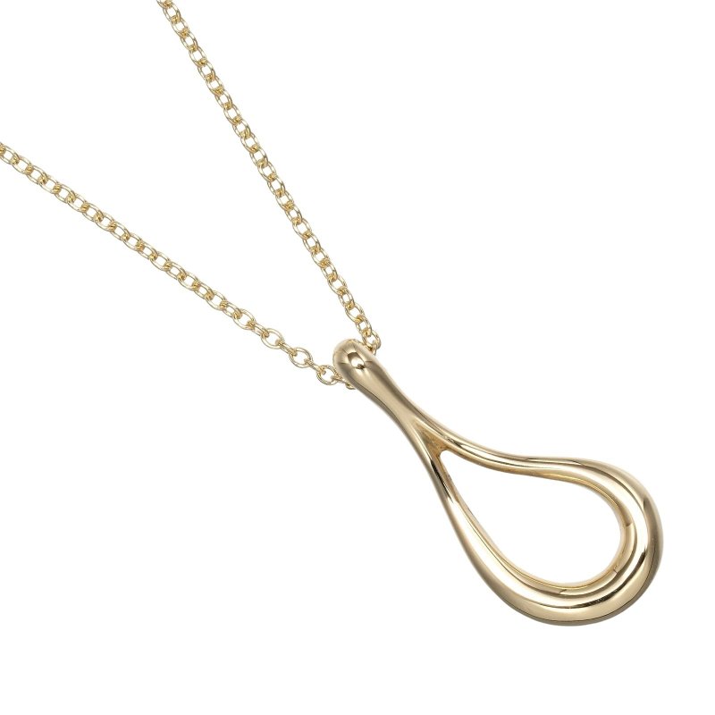 【日本直送】ティファニー TIFFANY&Co. オープン ティアドロップ ネックレス K18YG イエローゴールド 約2g【中古】Aランク - 項鍊 - 貴金屬 金色
