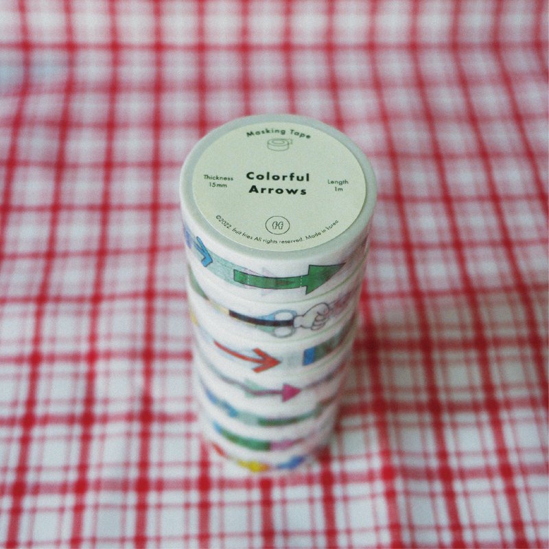 Colorful Arrows Masking Tape - 紙膠帶/和紙/PET - 紙 多色