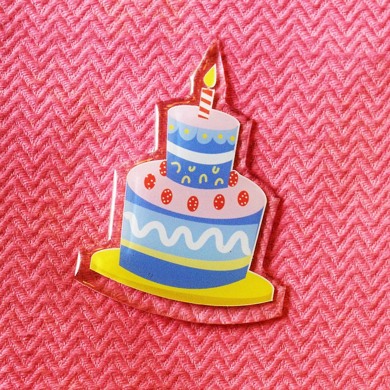 Keychain & Brooch "Birthday cake" - Charms - Acrylic Multicolor