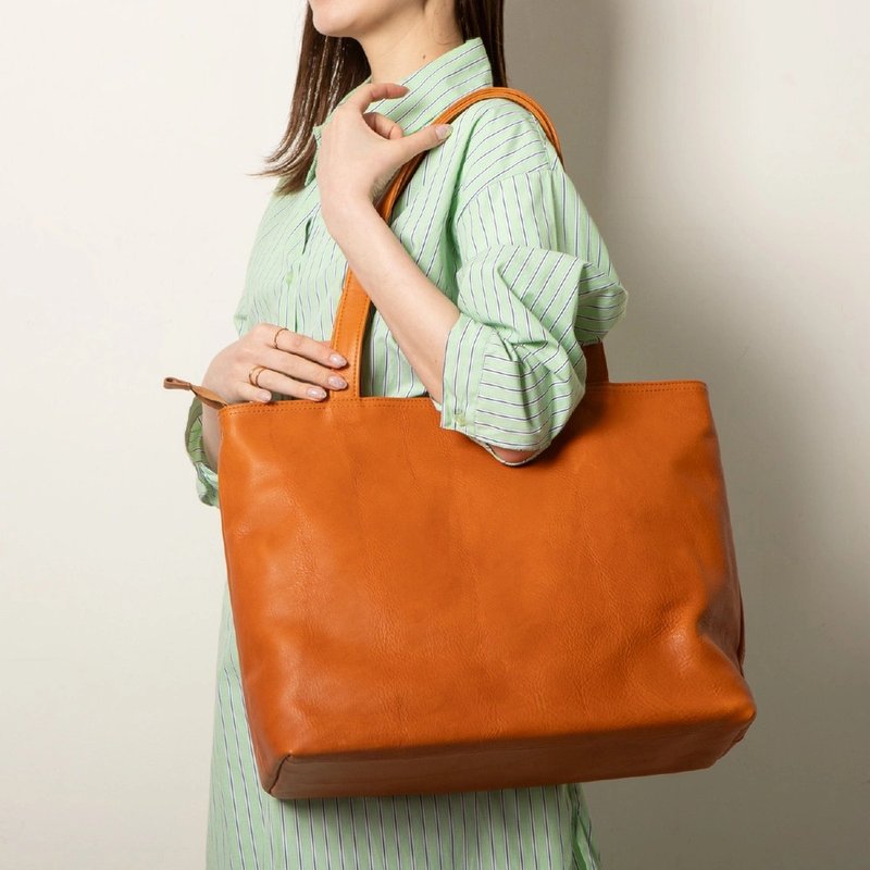 Tochigi Leather Tote Bag Made in Japan Shoulder Bag Leather Cowhide Leather Bag Durable Large Capacity Aged [Camel] JAB001 - กระเป๋าถือ - หนังแท้ สีส้ม