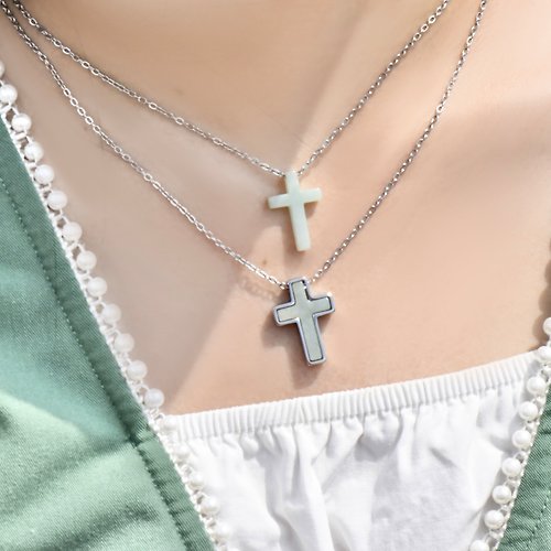 JM Jewelry 2合1 寶貴玉石十字架頸鏈