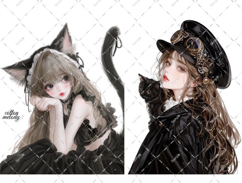 original sticker no.6539 人物ステッカー オリジナルステッカー 人物ステッカー 女の子ステッカー オリジナル人物ステッカー - 貼紙 - 紙 
