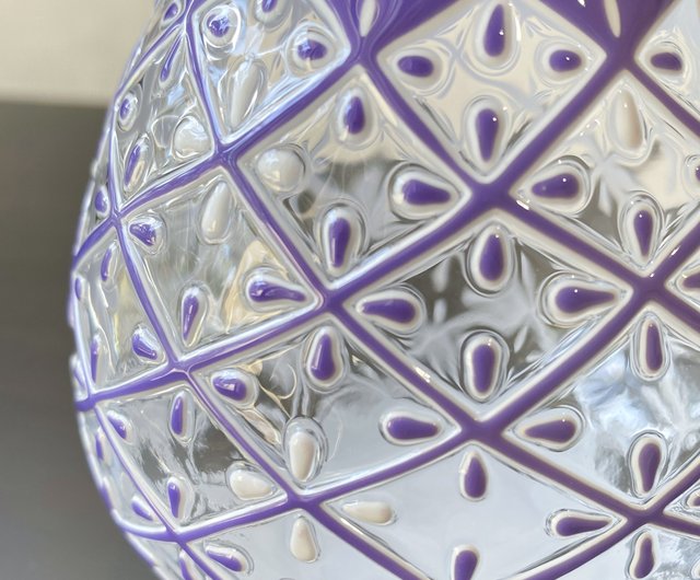吹きガラスの花器 紫格子 - ショップ shizuka miura 花瓶