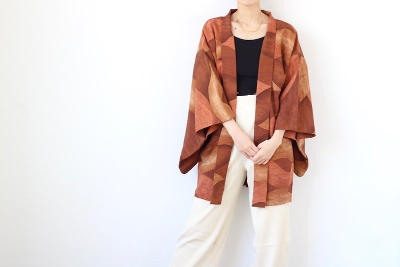 brown kimono, haori kimono /4188 - Women's Casual & Functional Jackets - Silk Brown