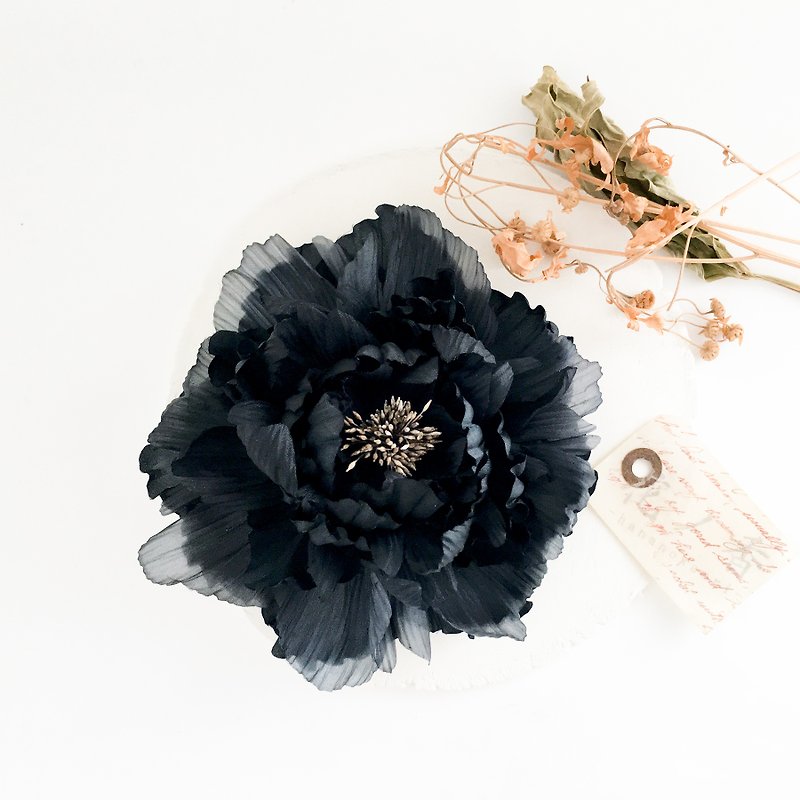 Corsage: Big peony. (Black) - Corsages - Polyester Black