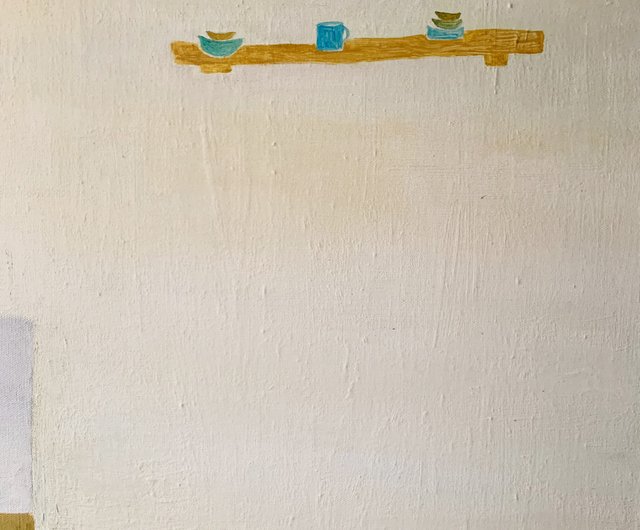 油絵(窓外) 窓際（窓の外を眺める仕立て屋）