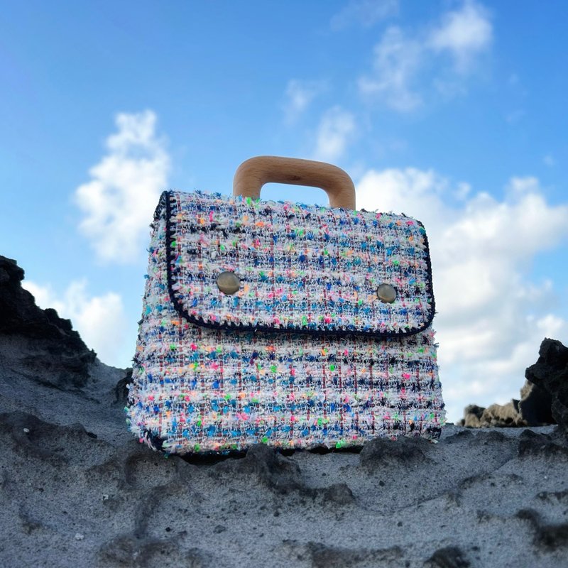 Two Button Bag - Neon Blend Tweed - 手提包/手提袋 - 其他材質 多色