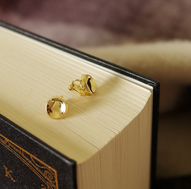 Old and Good Antique Jewelry Gold Round Button Clip Earrings C599 - Earrings & Clip-ons - Other Metals Silver