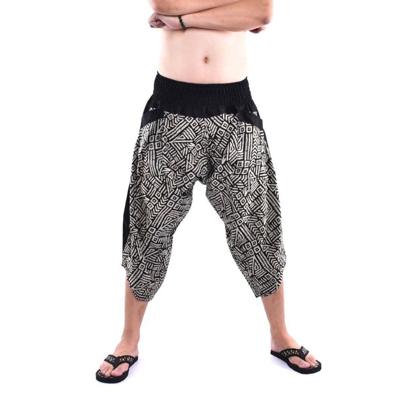 Wide harem pants, samurai, cotton fabric, handmade , UNISEX - 女長褲 - 棉．麻 黑色