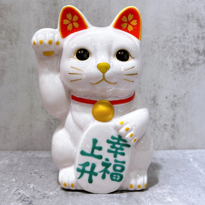 【櫻福綻放】日本清水燒招財貓 | 花結晶 桃櫻 幸福上升 - 擺飾/家飾品 - 瓷 粉紅色
