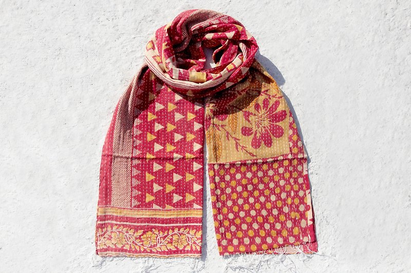 Fast Shipping Limited Sew a yarn Li Bu scarf / scarf embroidery / embroidered scarves / scarves line hand-stitched saree / stitching yarn Li Bu - National Wind Shuiyu little - ผ้าพันคอ - ผ้าฝ้าย/ผ้าลินิน สีแดง