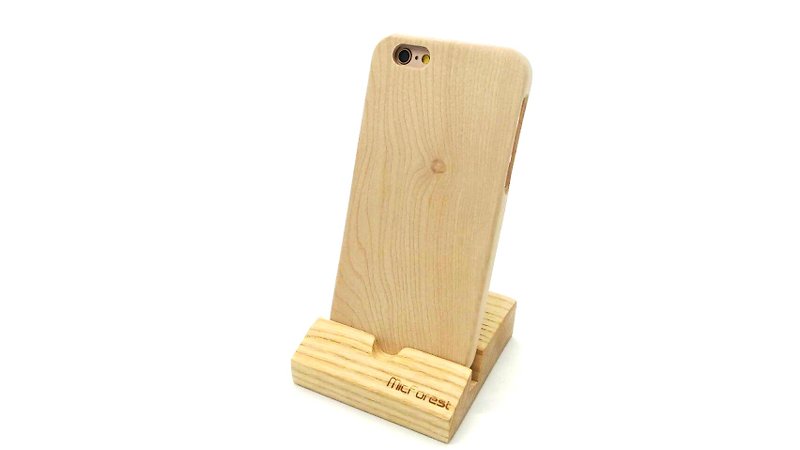 微森林．iPhone 6S 純原木 木製手機殼-"楓木（樹節）" ★★贈木製手機座★★ - 手機殼/手機套 - 木頭 金色