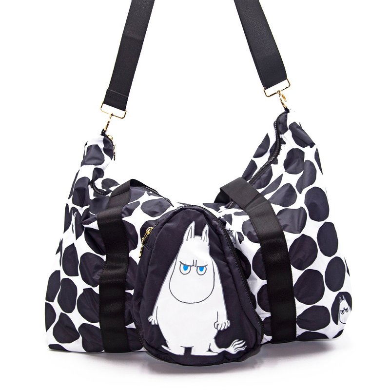 Vovarova x Moomin 防潑水可摺雙面旅行袋/運動 - 側背包/斜背包 - 其他人造纖維 黑色