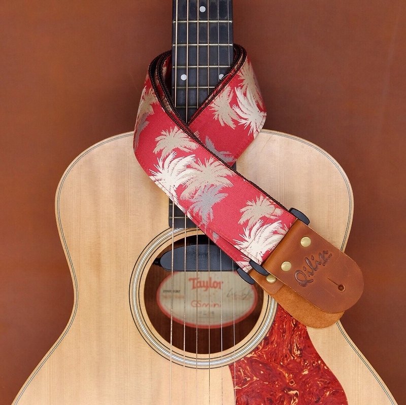 Red Phathong Thai Guitar Strap - Guitars & Music Instruments - Genuine Leather Red