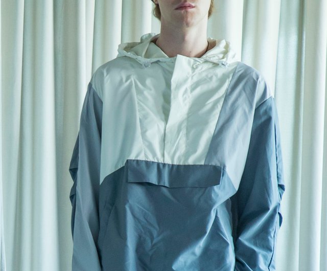 Nowherelse 簡約拼接連帽半開襟夾克 設計館nowherelse 男夾克 外套 大衣 Pinkoi