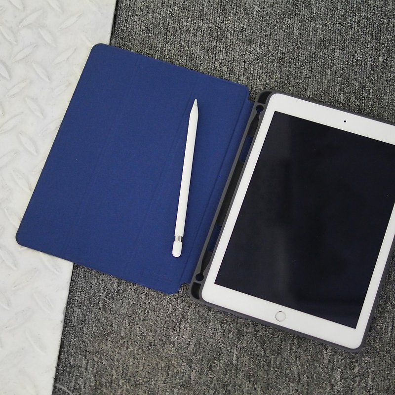 Lucid+Folio Shock Resistant Folio Case w/ Pencil Slot for iPad 9.7 - Navy - Tablet & Laptop Cases - Faux Leather Blue