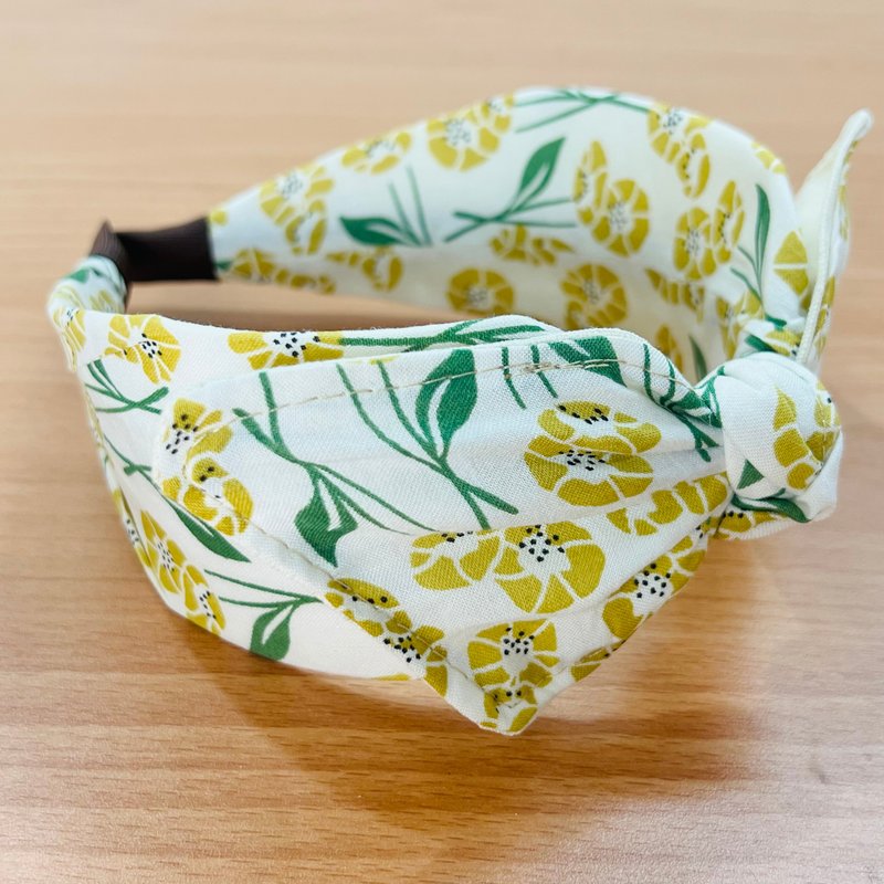 MOYA wide handmade headband morning glory - เครื่องประดับผม - ผ้าฝ้าย/ผ้าลินิน สีน้ำเงิน