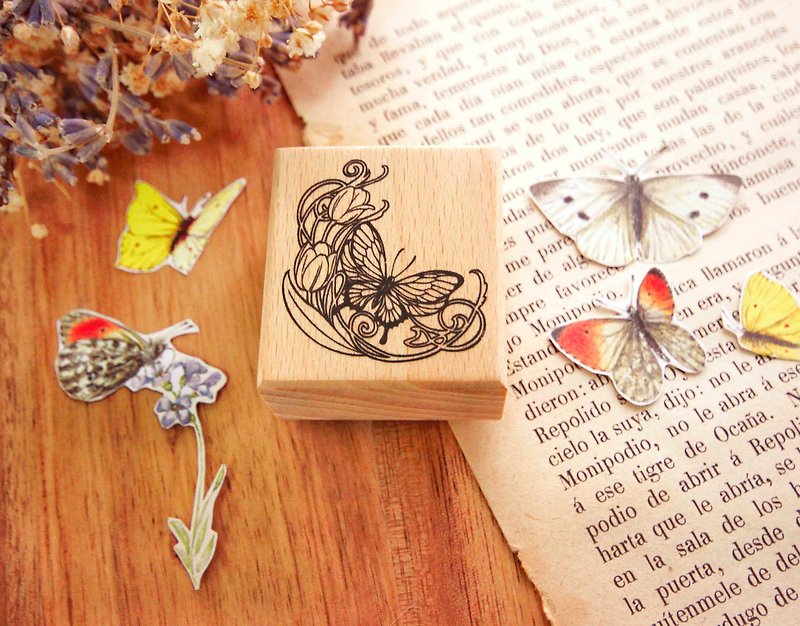 Moravian Butterfly Beech Wood Seal - Stamps & Stamp Pads - Wood Brown
