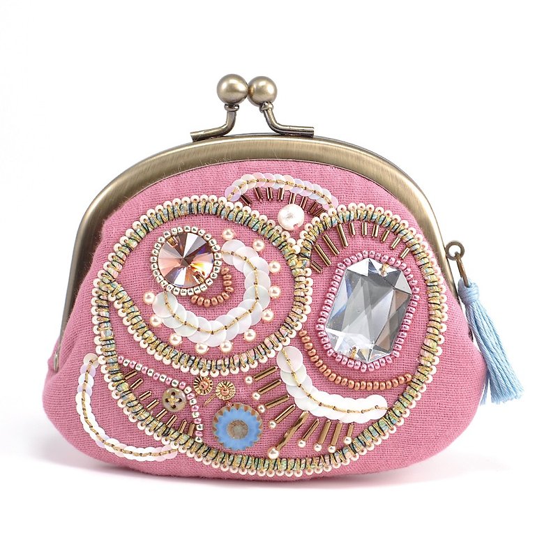 A wide opening tiny purse, coin purse, pill case, gorgeous pink pouch, No,9 - กระเป๋าเครื่องสำอาง - พลาสติก สึชมพู