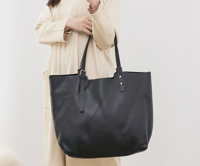 NEW Genuine Leather Black Bag / High Quality Tote Asymmetrical 