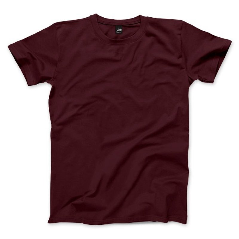 Plain Unisex Short Sleeve T-Shirt-Burgundy - Men's T-Shirts & Tops - Cotton & Hemp Red