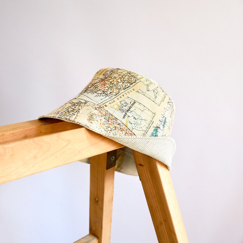 Simple map pattern handmade hat // Double-sided fisherman hat Bucket Hat - Hats & Caps - Cotton & Hemp Multicolor