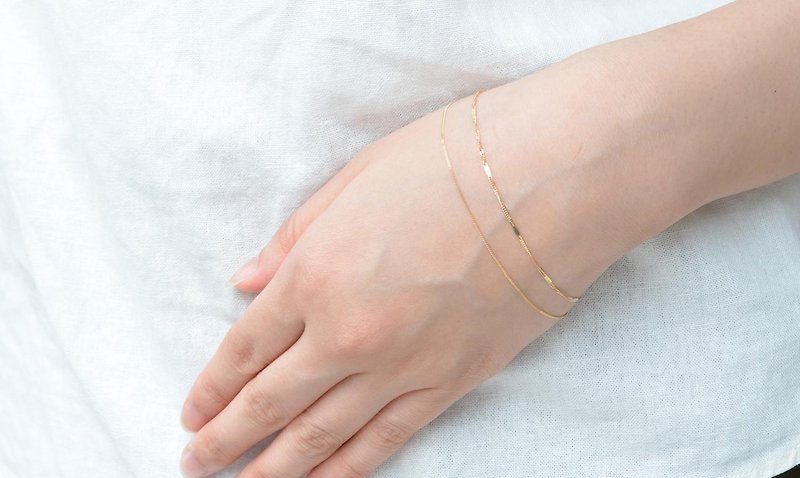 【sowi】SS23 simple chain double layer bracelet - Bracelets - Other Metals Gold