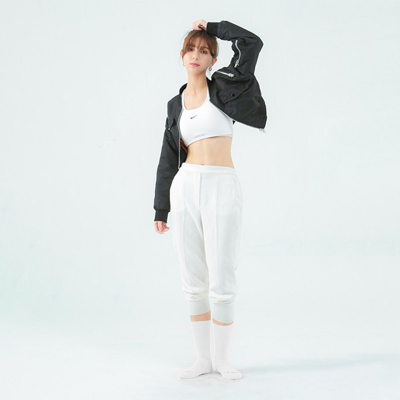 【FOOTER】極簡素色主義者襪-白(女襪/M) - 襪子 - 棉．麻 白色