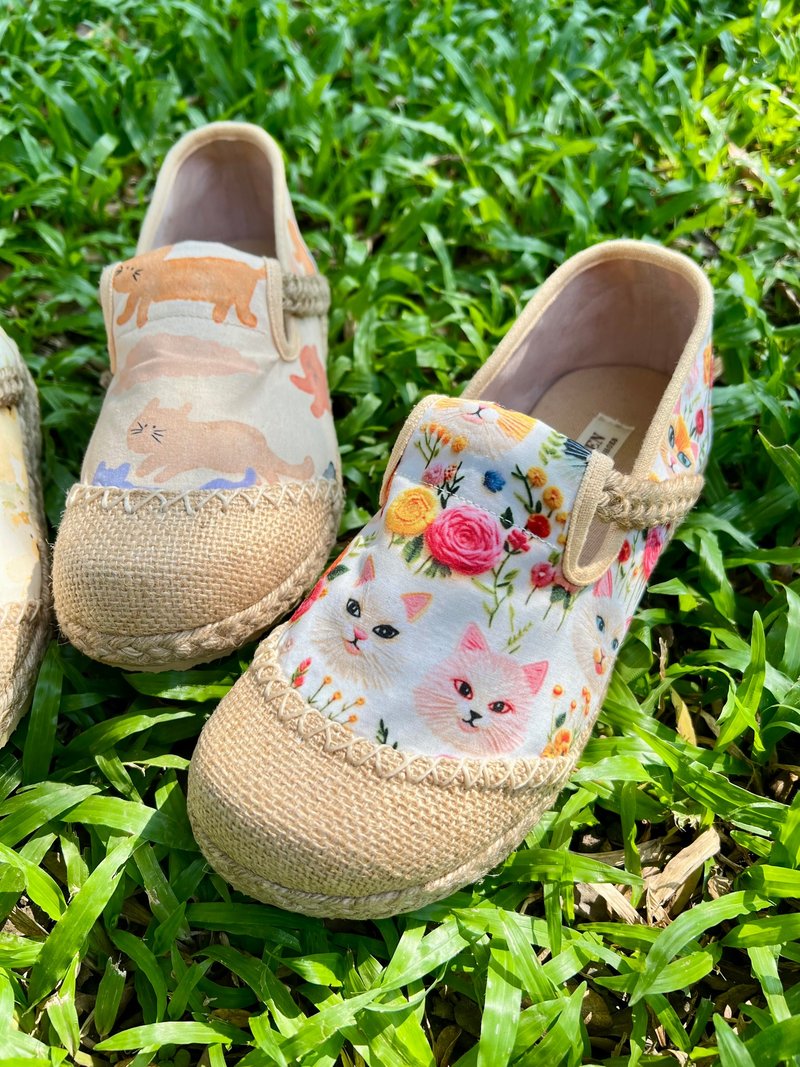 【Espadrille】รองเท้าปิดส้นสุดน่ารัก - Handmade - รองเท้าลำลองผู้หญิง - ผ้าฝ้าย/ผ้าลินิน หลากหลายสี