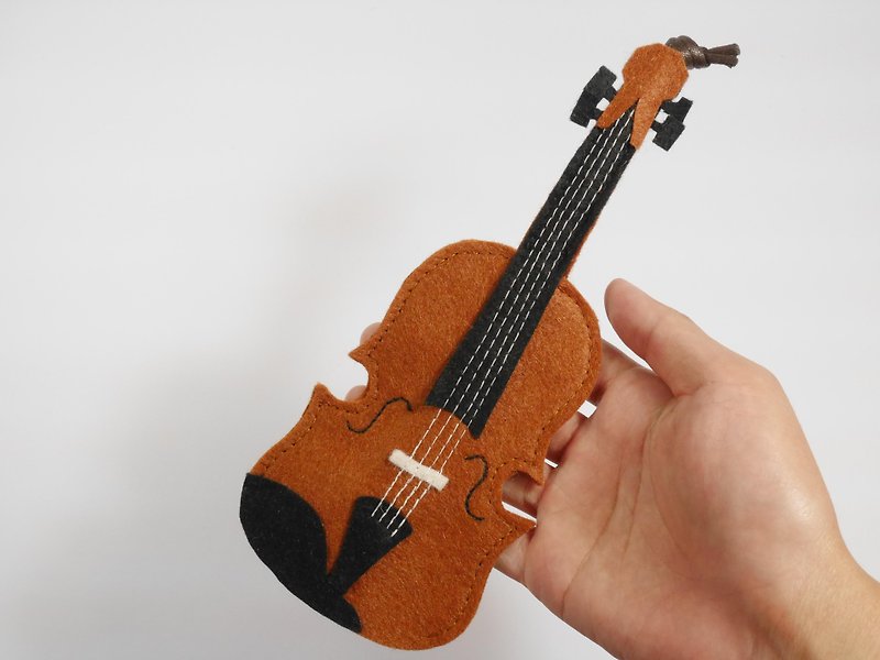 Musical instrument shape key case-violin - Keychains - Polyester Brown