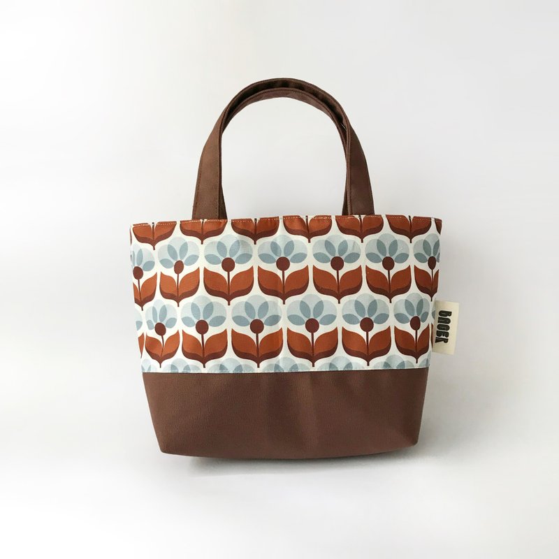 Nordic style retro printed cloth series / tote bag / lunch bag / coffee - กระเป๋าถือ - ผ้าฝ้าย/ผ้าลินิน สีน้ำเงิน