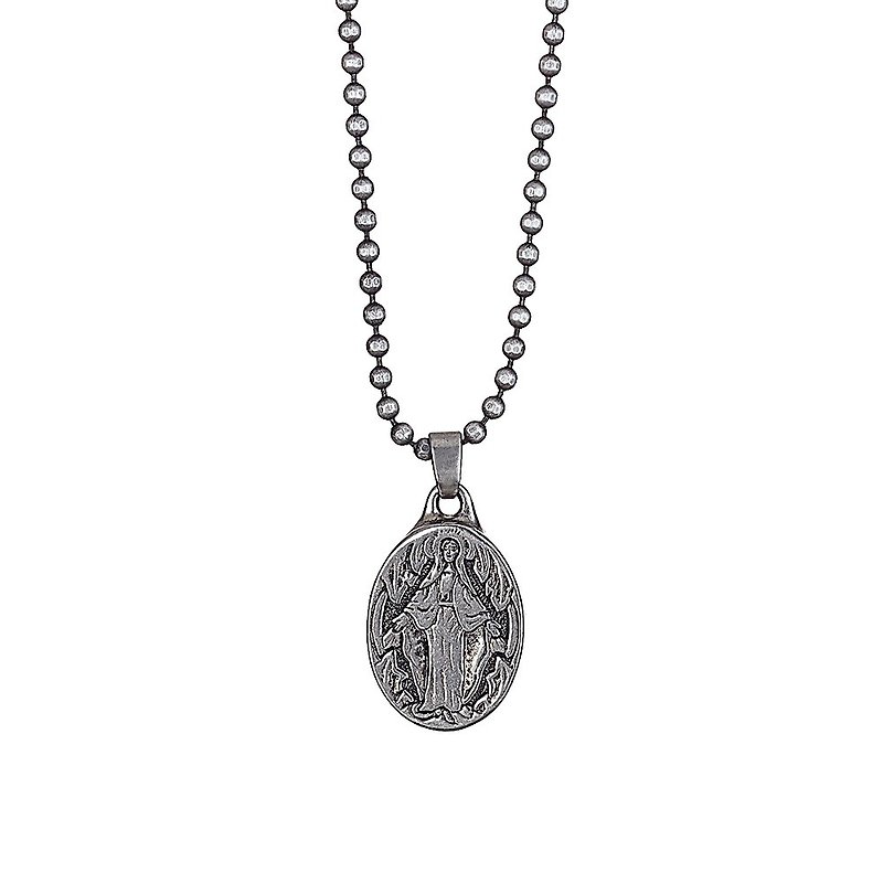 雕花聖母項鍊 Carved Mother of God Necklace - 項鍊 - 其他金屬 銀色