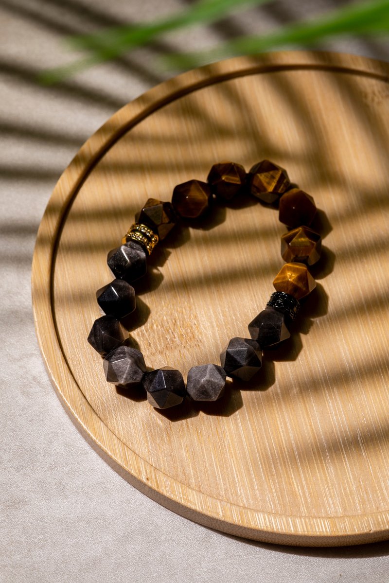 【Montagne】HALF | 銀曜石 X 虎眼石 | 切角手鍊 - 手鍊/手環 - 水晶 多色