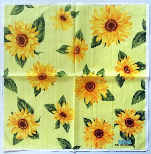 49 AV Junko Shimada ヴィンテージ ハンカチ ひまわり 18 x 18