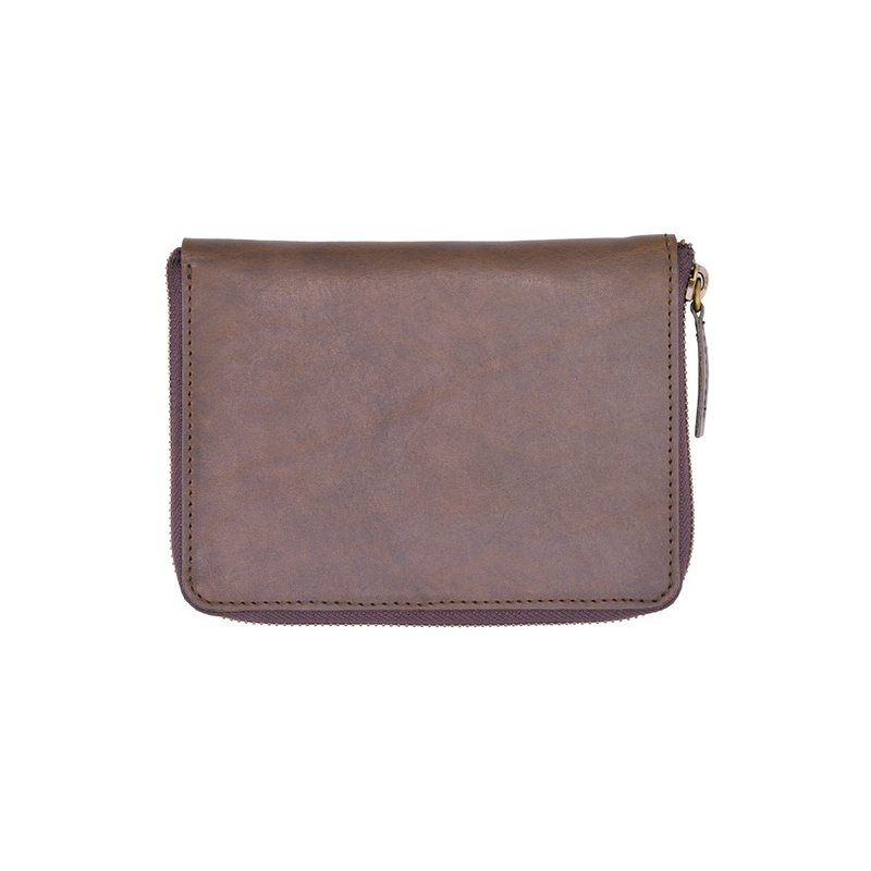 Leather passport wallet with zipper Color Olive - 錢包/皮夾/長短夾 - 真皮 綠色