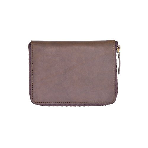 Greenies&Co Leather passport wallet with zipper Color Olive