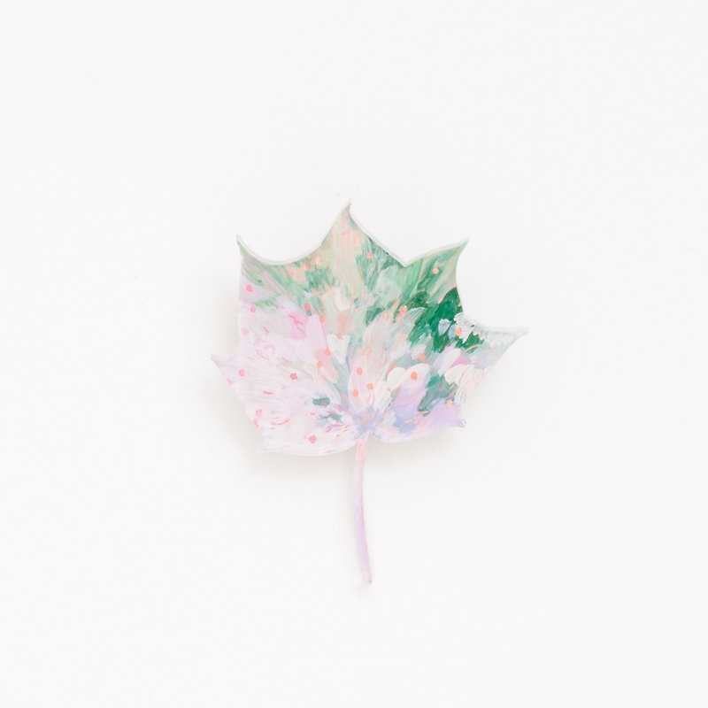 Picture brooch [leaves] - Brooches - Acrylic Pink