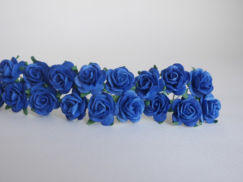 paper flower centerpiece supplies ,50 pcs. DIY roses, size 2 cm., cobalt color - Wood, Bamboo & Paper - Paper Blue