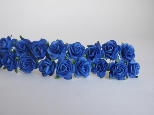 makemefrompaper paper flower centerpiece supplies ,50 pcs. DIY roses, size 2 cm., cobalt color