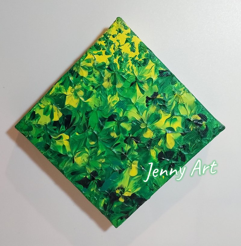 Green series frameless paintings, abstract paintings, hanging paintings, home furnishings, small objects on the table, healing sketches - โปสเตอร์ - วัสดุอื่นๆ สีเขียว