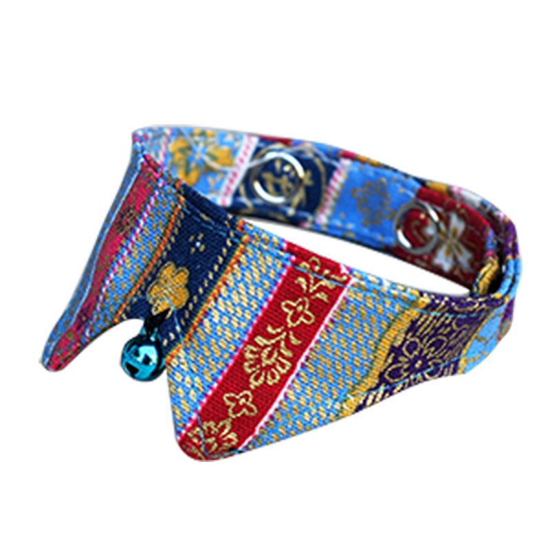 Pet cat collar / cat special baby buckle Japanese blue family emblem - Collars & Leashes - Cotton & Hemp 