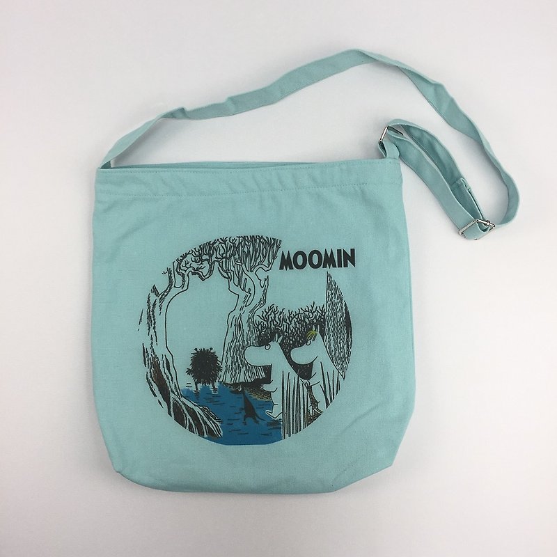 Moomin Moomin - Zipper Shoulder Bag (Light Green), CB10AE04 - Messenger Bags & Sling Bags - Cotton & Hemp Blue