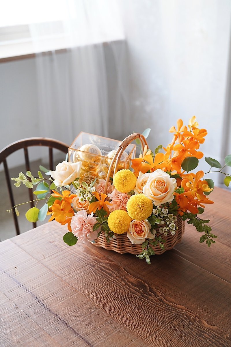 Mid-Autumn Flower Ceremony【GOODLILY flower X Sweet Dian No.16】Dajinsha Egg Yolk Crisp Flower Basket - Plants - Plants & Flowers Yellow