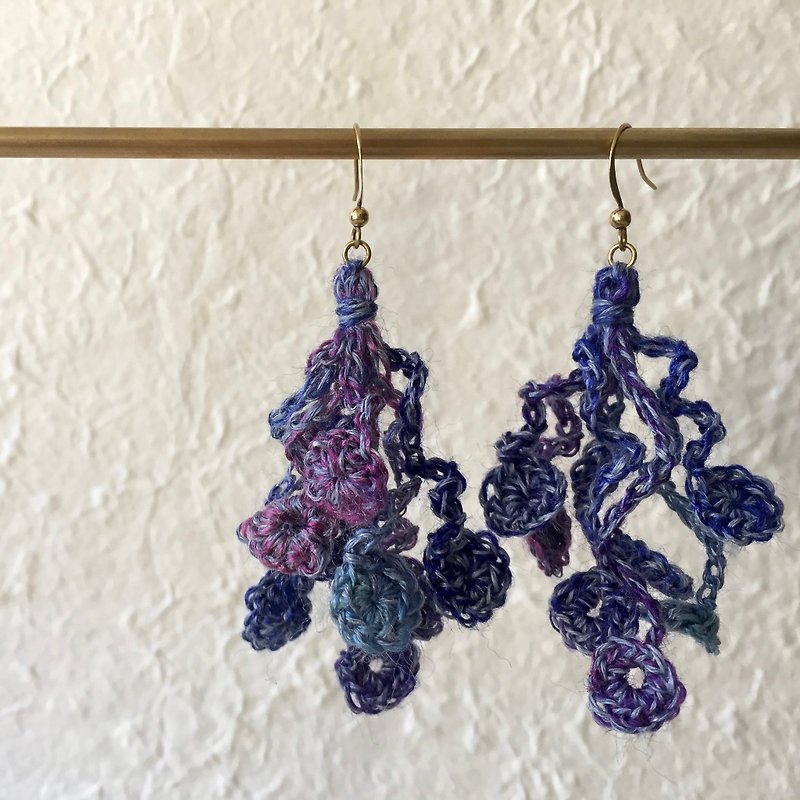 Handmade crochet tassel earrings  |  Purplish blue - Earrings & Clip-ons - Cotton & Hemp Blue