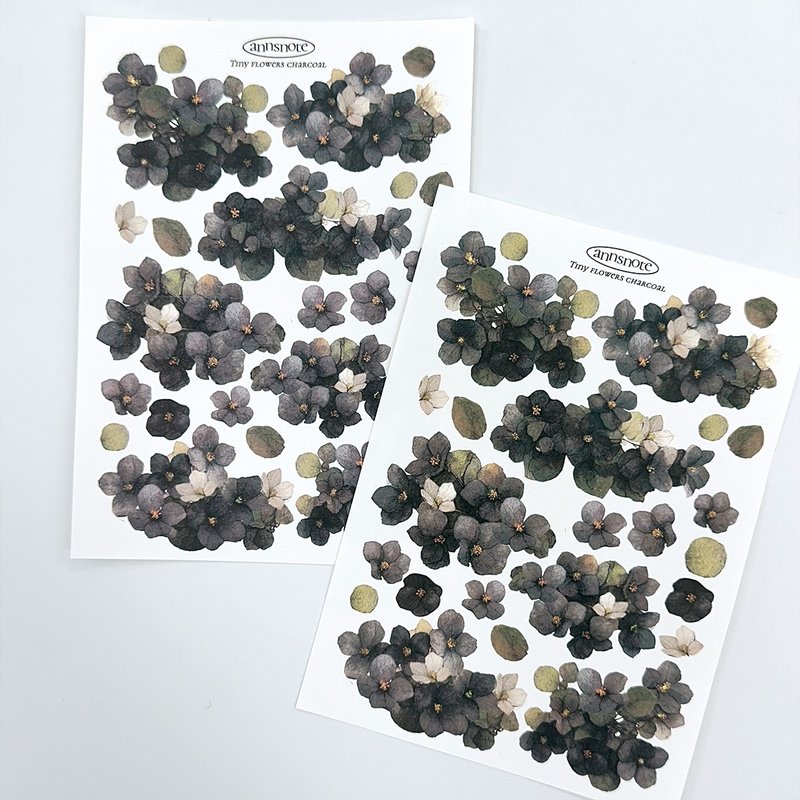 Small flower - Charcoal Sticker (anns note) vintage - 貼紙 - 紙 黑色