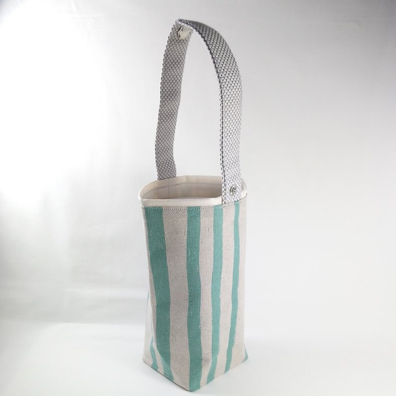 [BD/Beverage Bag] Irregular Stripe. Mint Green - Beverage Holders & Bags - Cotton & Hemp Green