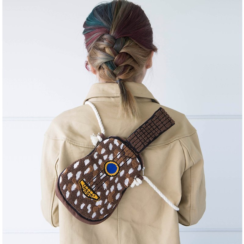 ukulele embroidery bag - Clutch Bags - Cotton & Hemp Brown