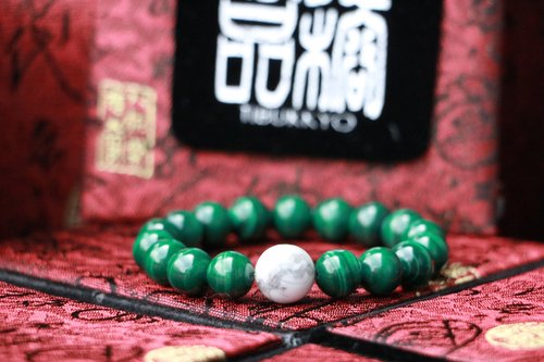 TIBUKKYO德榕藏品 天然孔雀石手珠 10mm 白松石 母親節禮物 客製化串珠設計 礦石